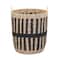 Household Essentials 20" Black & Natural Cattail & Paper Pillar Basket